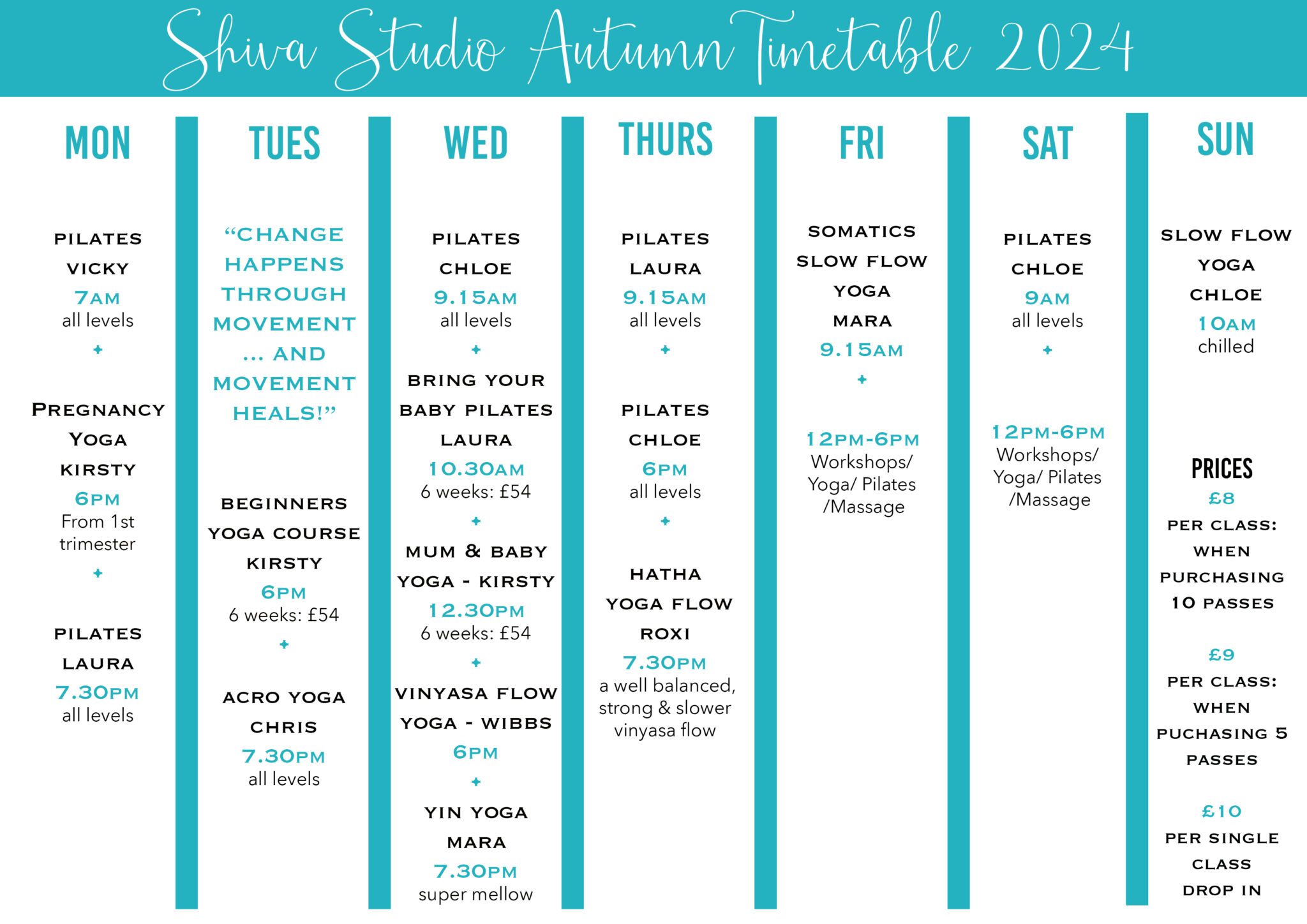 2024 autumn timetable